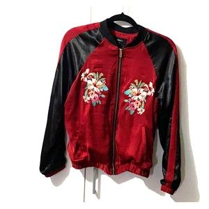 Forever 21 floral embroidered bomber jacket